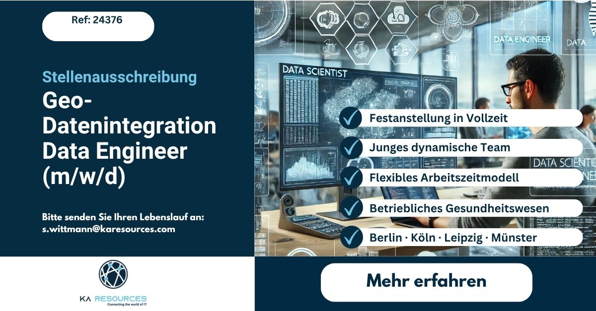 Data Engineer (w/m/d) – Geo-Datenintegration mit FME & Python (m/w/d ...
